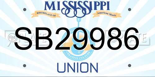 SB29986 Mississippi License Plate