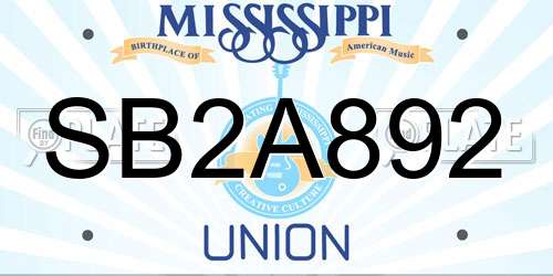 SB2A892 Mississippi License Plate
