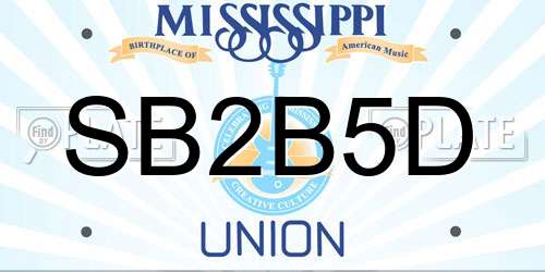 SB2B5D Mississippi License Plate