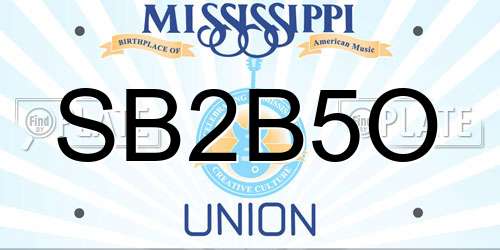 SB2B5O Mississippi License Plate