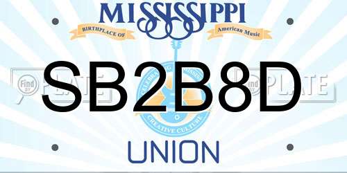 SB2B8D Mississippi License Plate