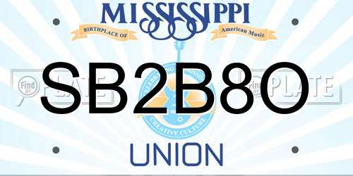 SB2B8O Mississippi License Plate