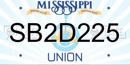 SB2D225 Mississippi License Plate