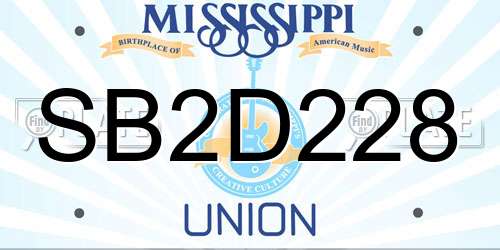 SB2D228 Mississippi License Plate