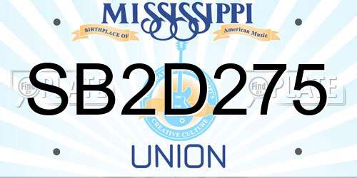 SB2D275 Mississippi License Plate