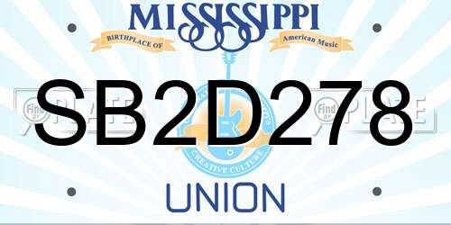 SB2D278 Mississippi License Plate