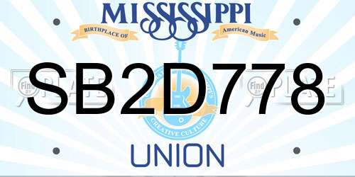 SB2D778 Mississippi License Plate