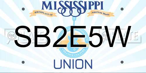 SB2E5W Mississippi License Plate