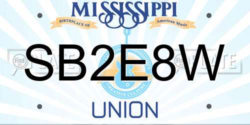 SB2E8W Mississippi License Plate