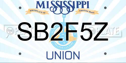SB2F5Z Mississippi License Plate