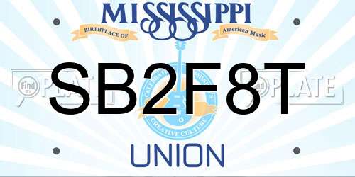 SB2F8T Mississippi License Plate