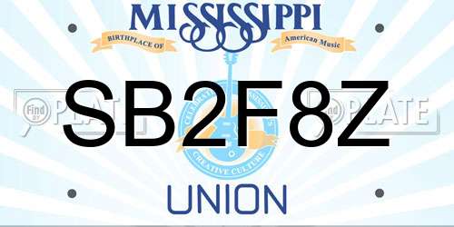 SB2F8Z Mississippi License Plate