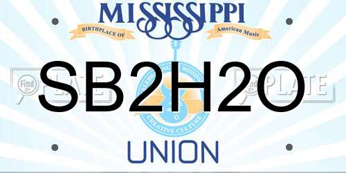 SB2H2O Mississippi License Plate