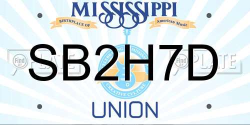 SB2H7D Mississippi License Plate