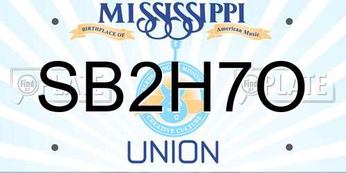 SB2H7O Mississippi License Plate