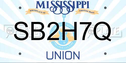 SB2H7Q Mississippi License Plate