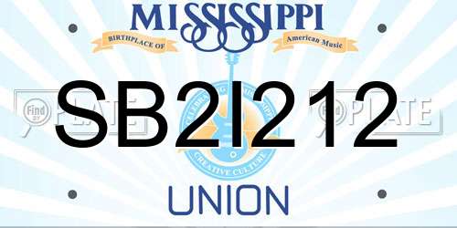 SB2I212 Mississippi License Plate