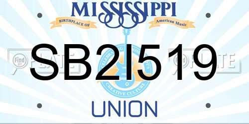 SB2I519 Mississippi License Plate