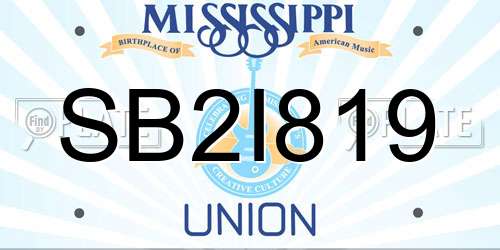 SB2I819 Mississippi License Plate