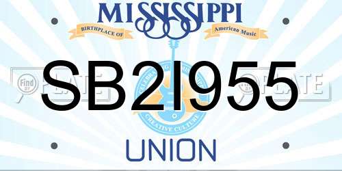 SB2I955 Mississippi License Plate