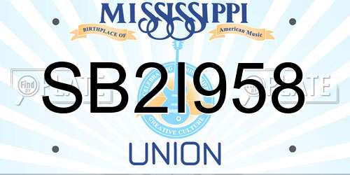 SB2I958 Mississippi License Plate