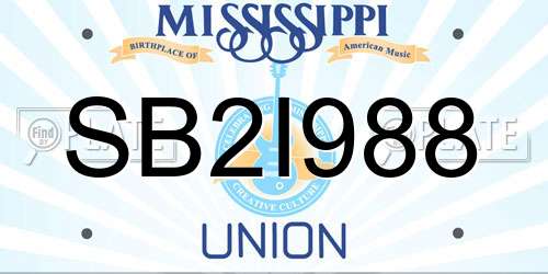 SB2I988 Mississippi License Plate
