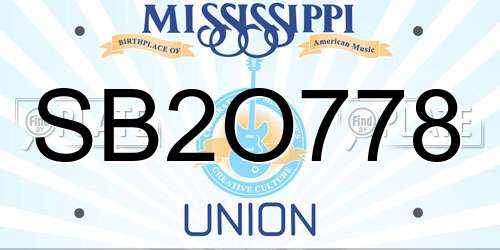 SB2O778 Mississippi License Plate