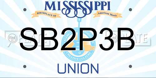 SB2P3B Mississippi License Plate