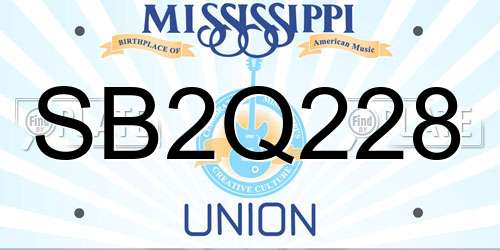 SB2Q228 Mississippi License Plate