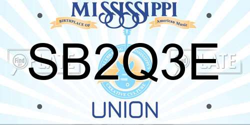 SB2Q3E Mississippi License Plate