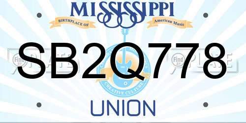 SB2Q778 Mississippi License Plate