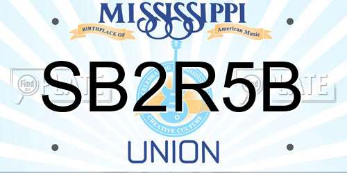 SB2R5B Mississippi License Plate