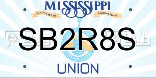SB2R8S Mississippi License Plate