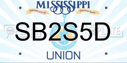 SB2S5D Mississippi License Plate