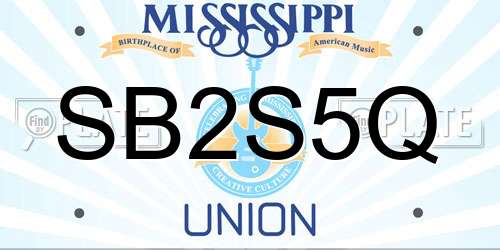 SB2S5Q Mississippi License Plate