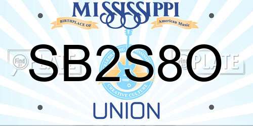 SB2S8O Mississippi License Plate