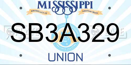 SB3A329 Mississippi License Plate