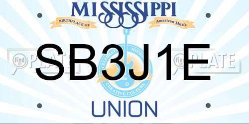 SB3J1E Mississippi License Plate