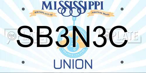 SB3N3C Mississippi License Plate