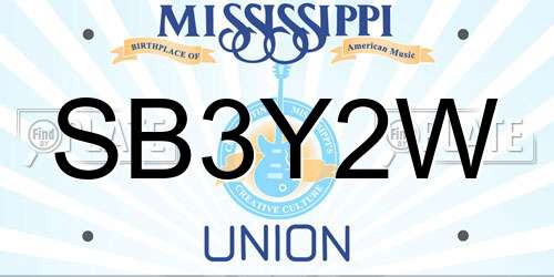 SB3Y2W Mississippi License Plate