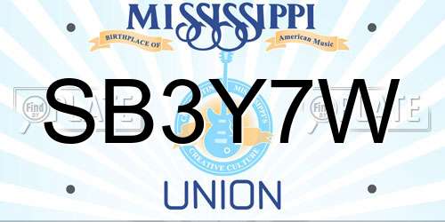 SB3Y7W Mississippi License Plate
