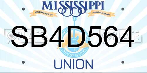SB4D564 Mississippi License Plate