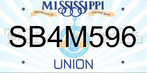 SB4M596 Mississippi License Plate