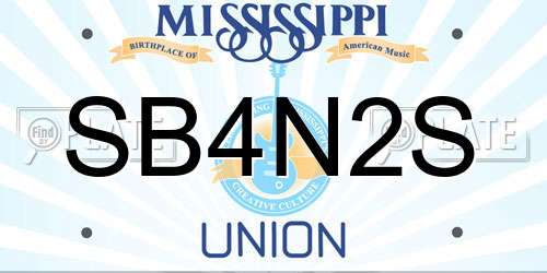 SB4N2S Mississippi License Plate