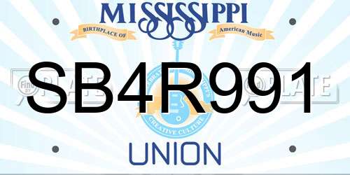 SB4R991 Mississippi License Plate