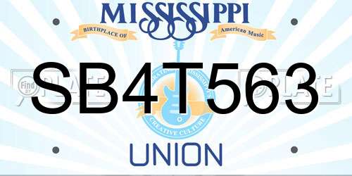 SB4T563 Mississippi License Plate