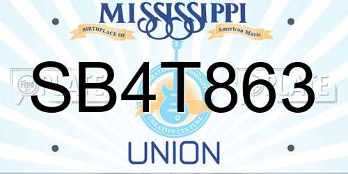 SB4T863 Mississippi License Plate