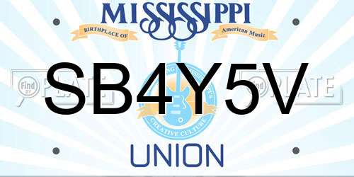 SB4Y5V Mississippi License Plate