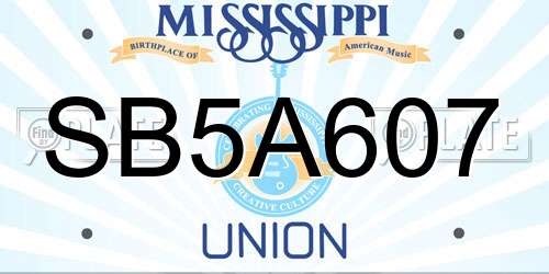 SB5A607 Mississippi License Plate