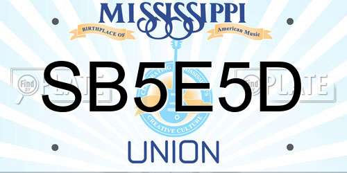 SB5E5D Mississippi License Plate